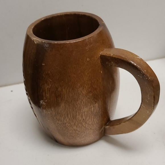 Vintage Handmade wooden engraved mug - Picture 4 of 6